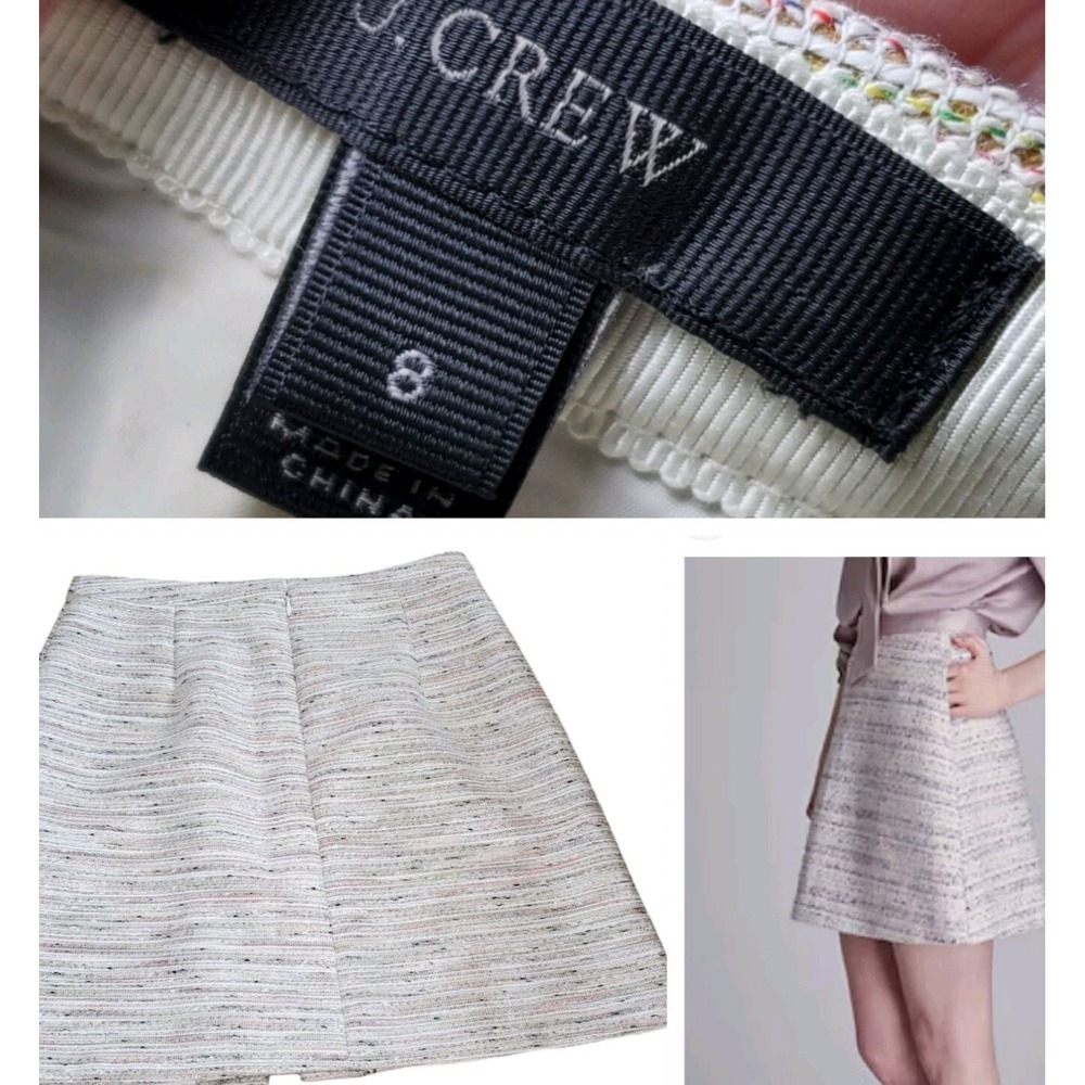 J.CREW Skirt size 8 Beige Tweed A line Boho Coastal Business Work‎ Event Wear